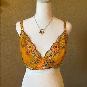 Savage X Fenty Mustard Yellow Floral Lace Underwire Bra